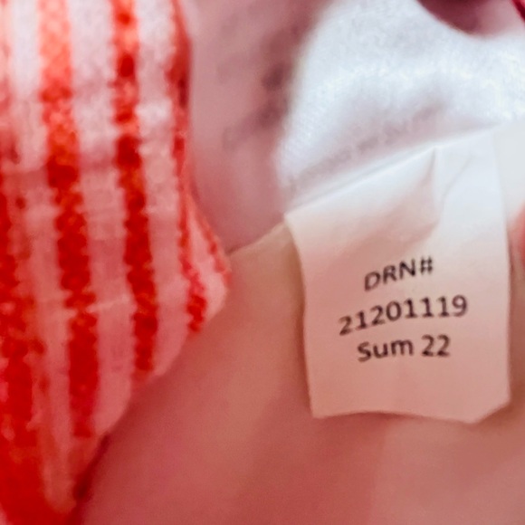 EDDIE BAUER Striped Sleeveless LINEN Blend Dress Tie Waist Orange White Womens L - Picture 13 of 16